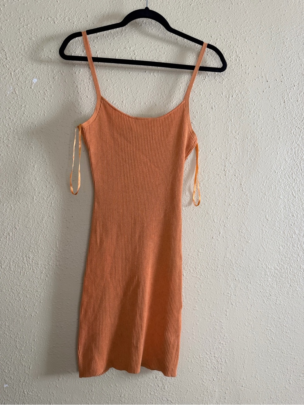 Bec & Bridge Orange Ribbed Spaghetti-Strap Mini Dress